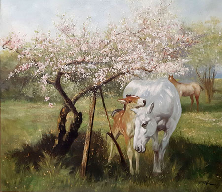 2119-T2 | 50cm x 61cm | famille de chevaux 